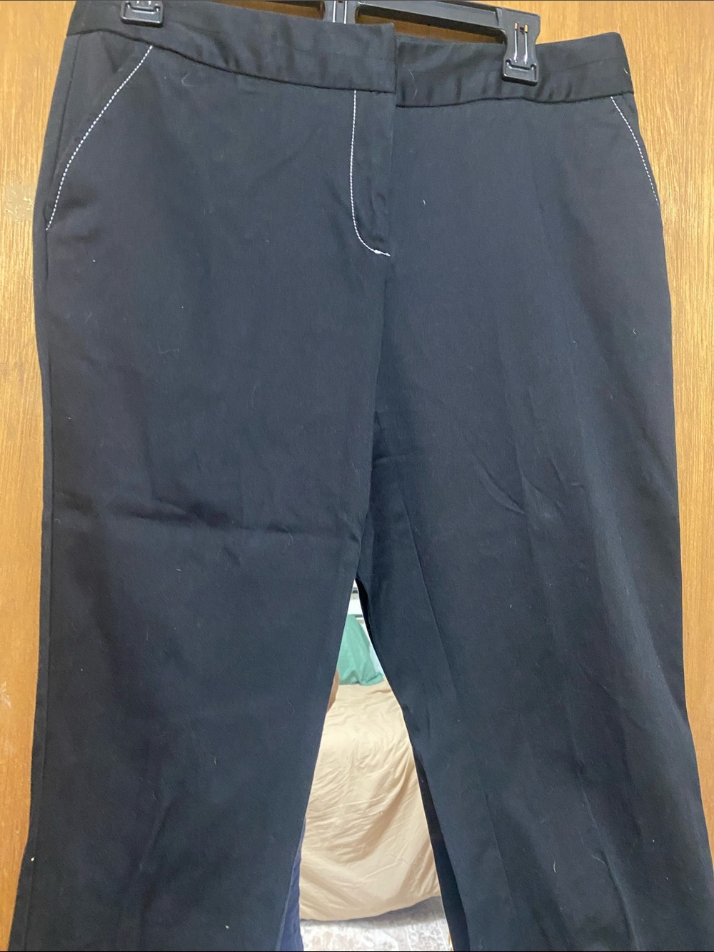 Courtenay Black Straight-Leg Trousers with Contrast Stitching